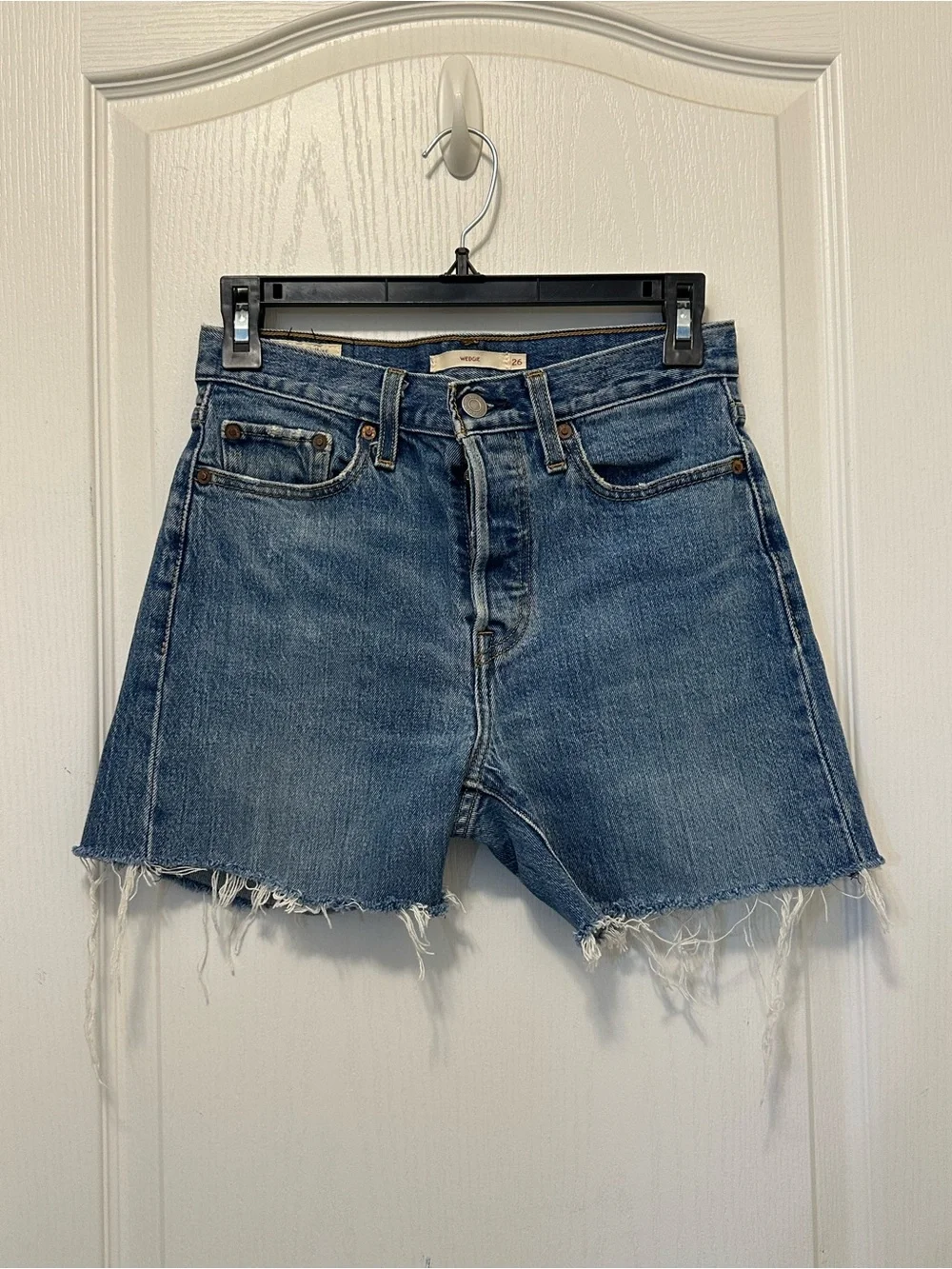 Levi's Blue Denim Raw Hem Cutoff Shorts - Women
